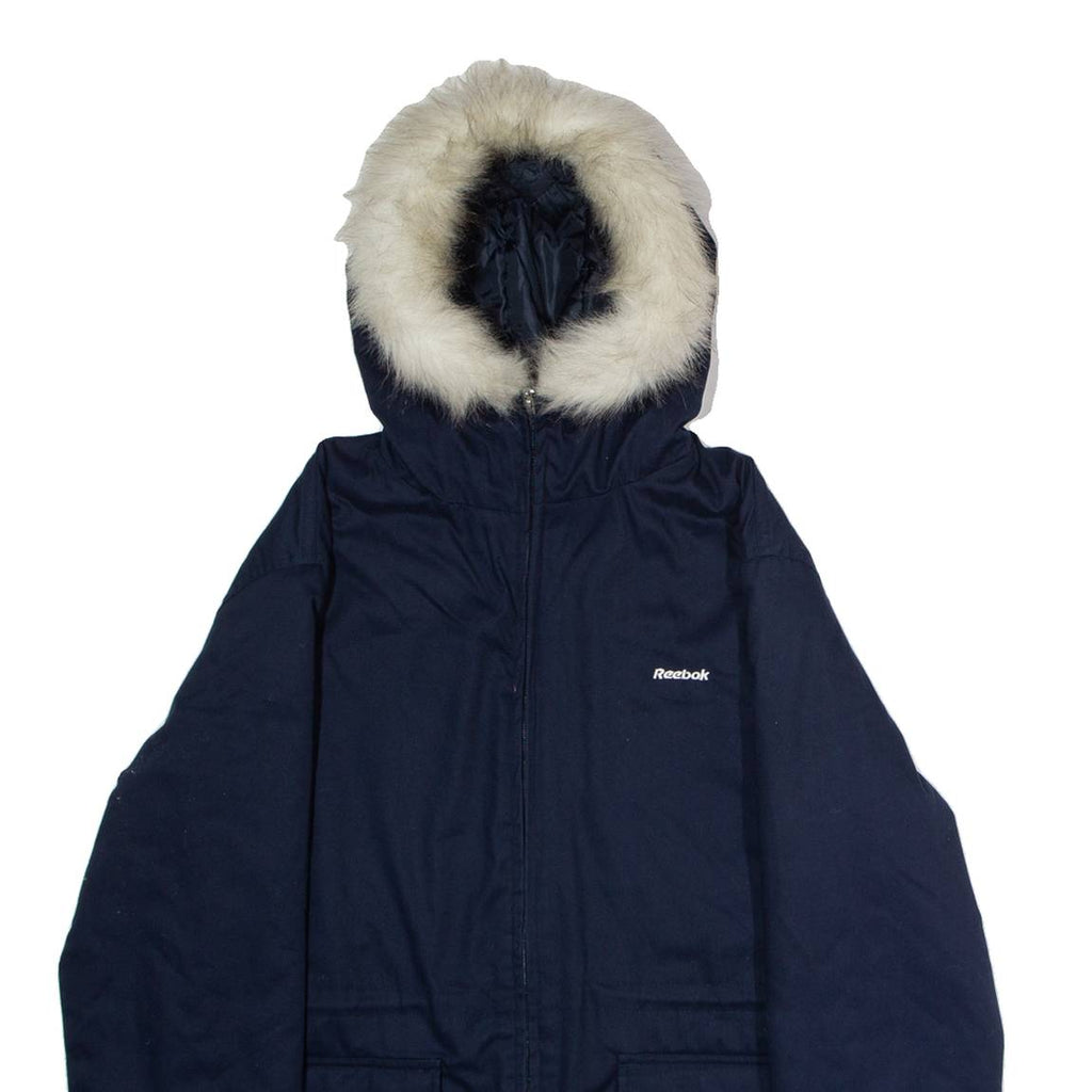 REEBOK Womens Parka Jacket Blue Hooded UK 14