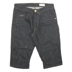 Mens Black Cotton Blend Denim Style Casual Shorts XL W34 Relaxed Fit Pocket