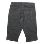 Mens Black Cotton Blend Denim Style Casual Shorts XL W34 Relaxed Fit Pocket