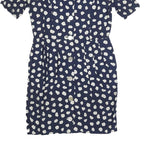 LAFAYETTE Womens Navy Blue & White Floral Day Dress Polyester Blend Short Sleeve