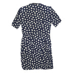 LAFAYETTE Womens Navy Blue & White Floral Day Dress Polyester Blend Short Sleeve