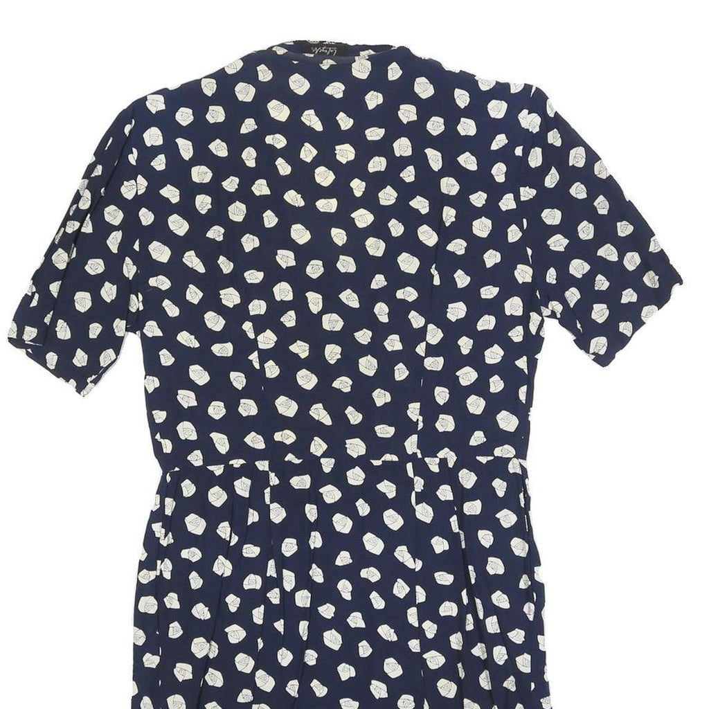 LAFAYETTE Womens Navy Blue & White Floral Day Dress Polyester Blend Short Sleeve