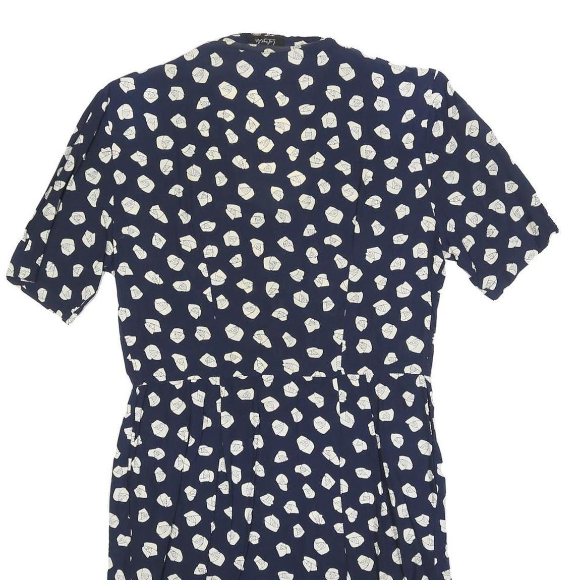 LAFAYETTE Womens Navy Blue & White Floral Day Dress Polyester Blend Short Sleeve