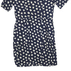 LAFAYETTE Womens Navy Blue & White Floral Day Dress Polyester Blend Short Sleeve