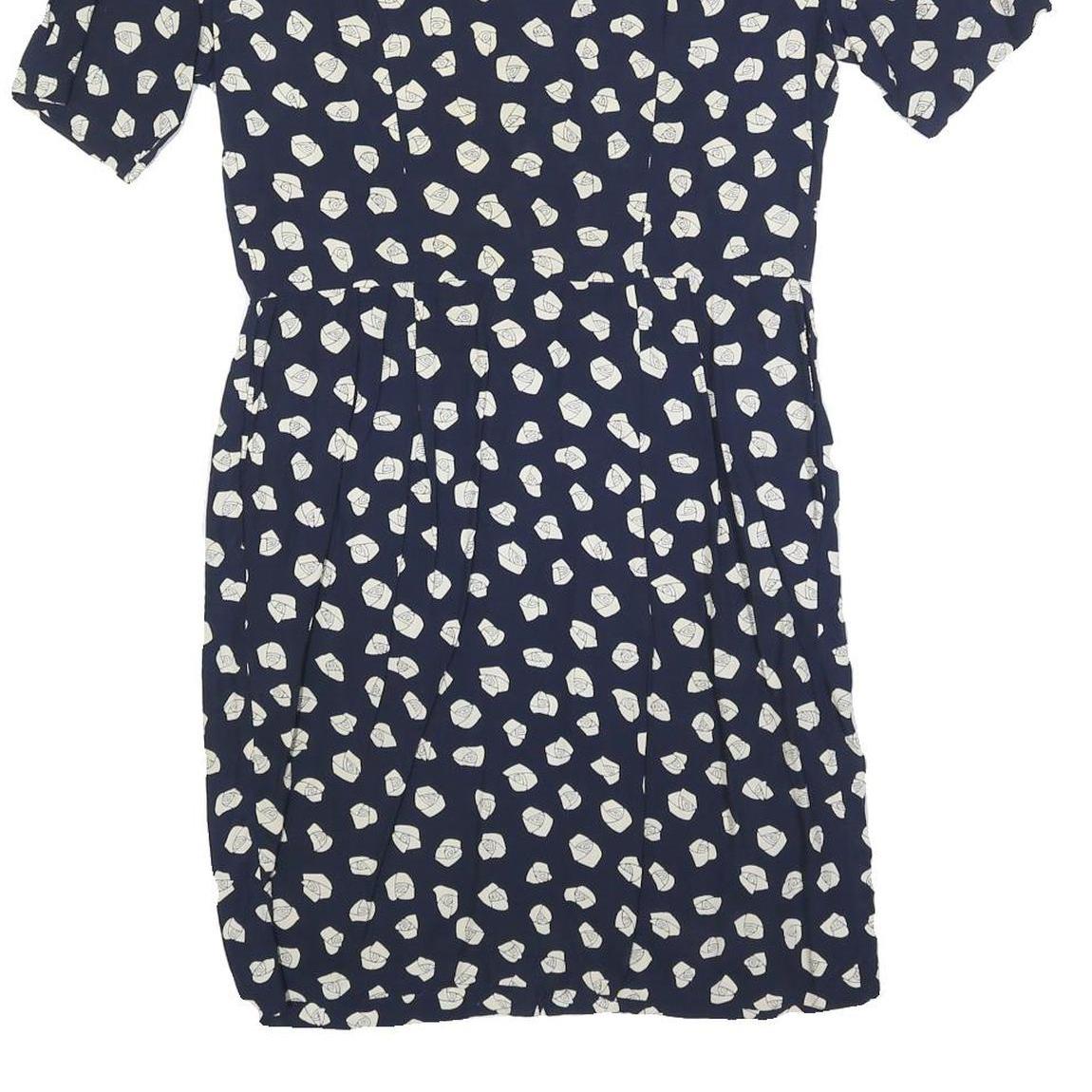 LAFAYETTE Womens Navy Blue & White Floral Day Dress Polyester Blend Short Sleeve