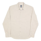 ARMANI EXCHANGE Mens Beige Pinstripe Cotton Blend Shirt L Classic Long Sleeve
