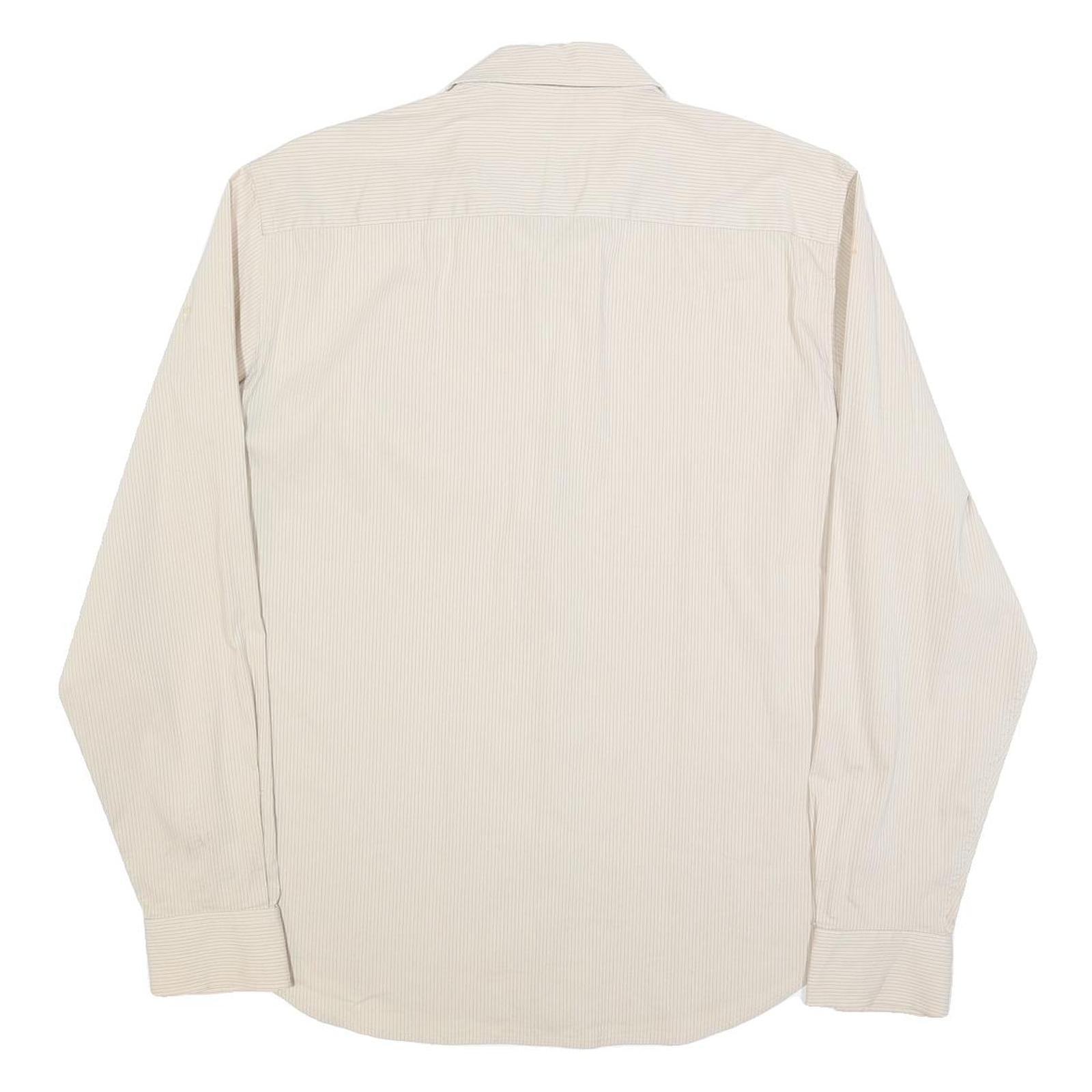 ARMANI EXCHANGE Mens Beige Pinstripe Cotton Blend Shirt L Classic Long Sleeve