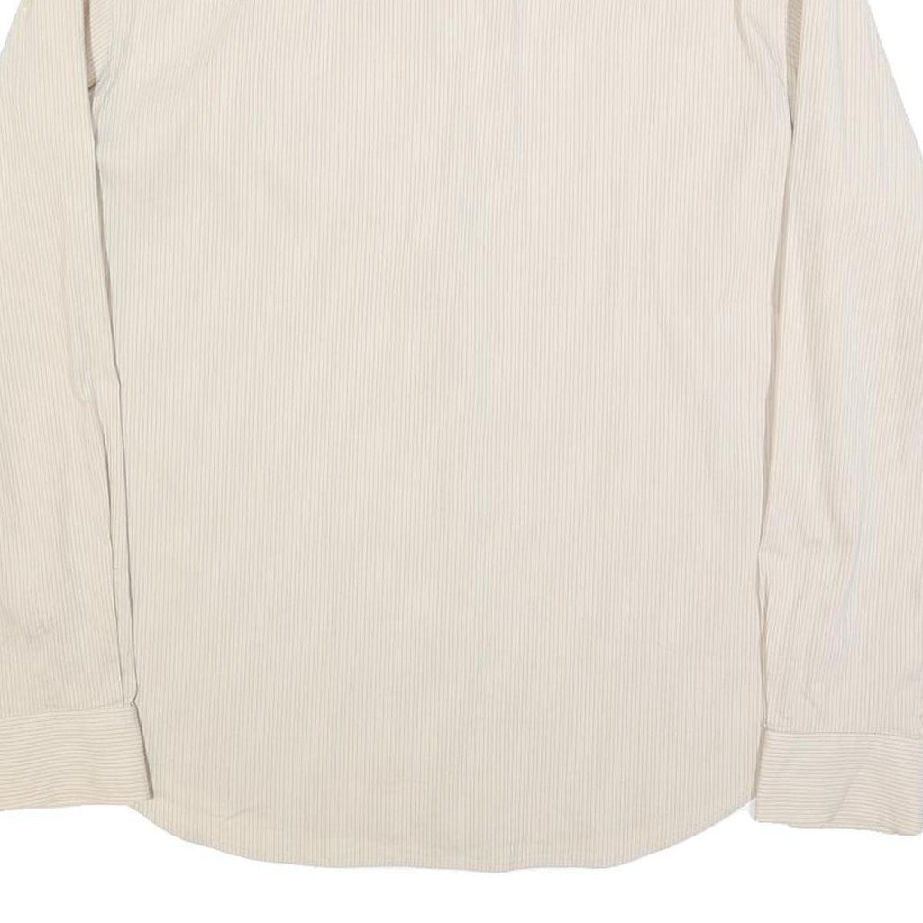 ARMANI EXCHANGE Mens Beige Pinstripe Cotton Blend Shirt L Classic Long Sleeve