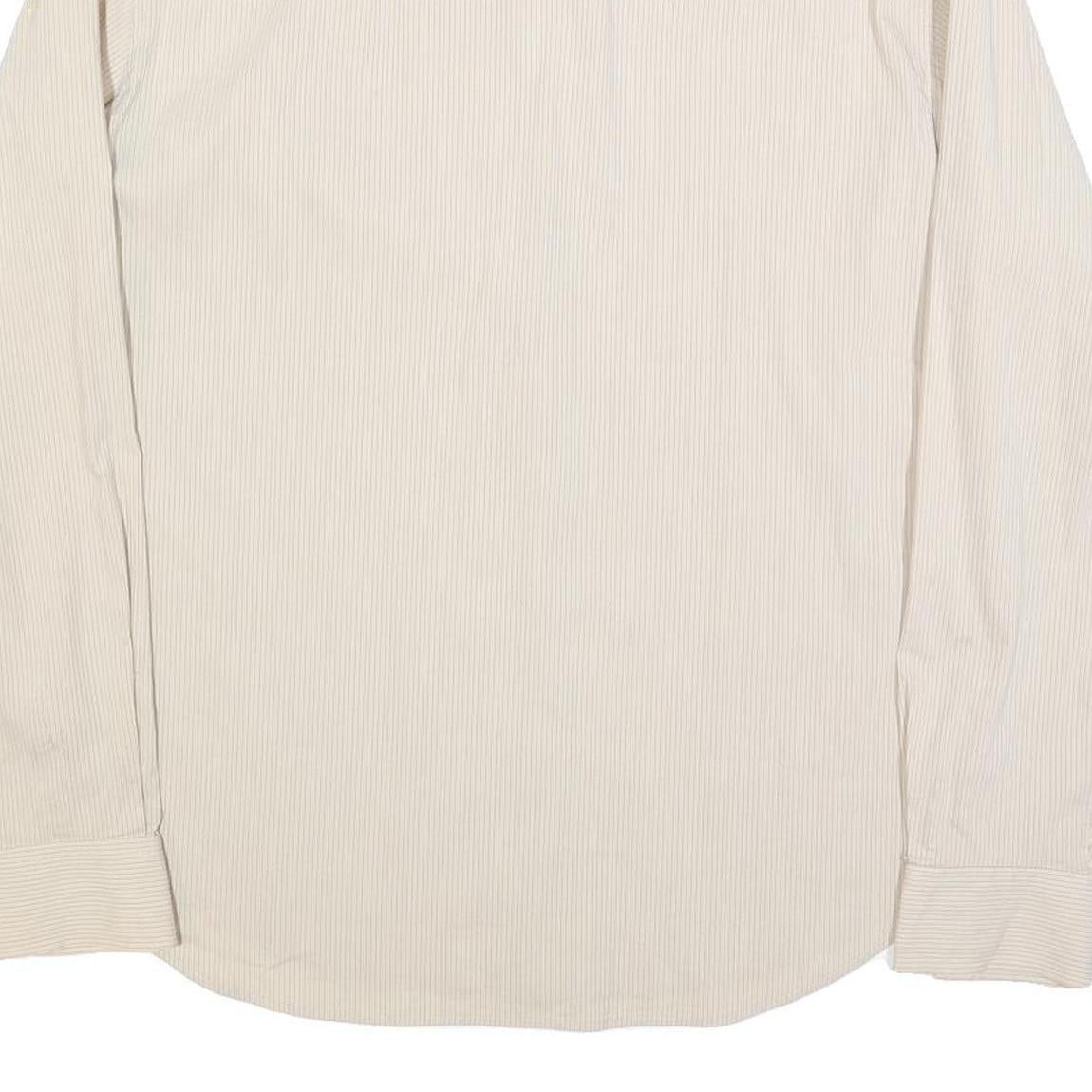 ARMANI EXCHANGE Mens Beige Pinstripe Cotton Blend Shirt L Classic Long Sleeve