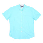 TOMMY HILFIGER Mens Blue Cotton Shirt XL Button-Down Short Sleeve Casual Summer