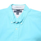 TOMMY HILFIGER Mens Blue Cotton Shirt XL Button-Down Short Sleeve Casual Summer