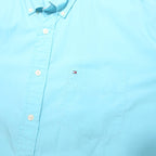 TOMMY HILFIGER Mens Blue Cotton Shirt XL Button-Down Short Sleeve Casual Summer