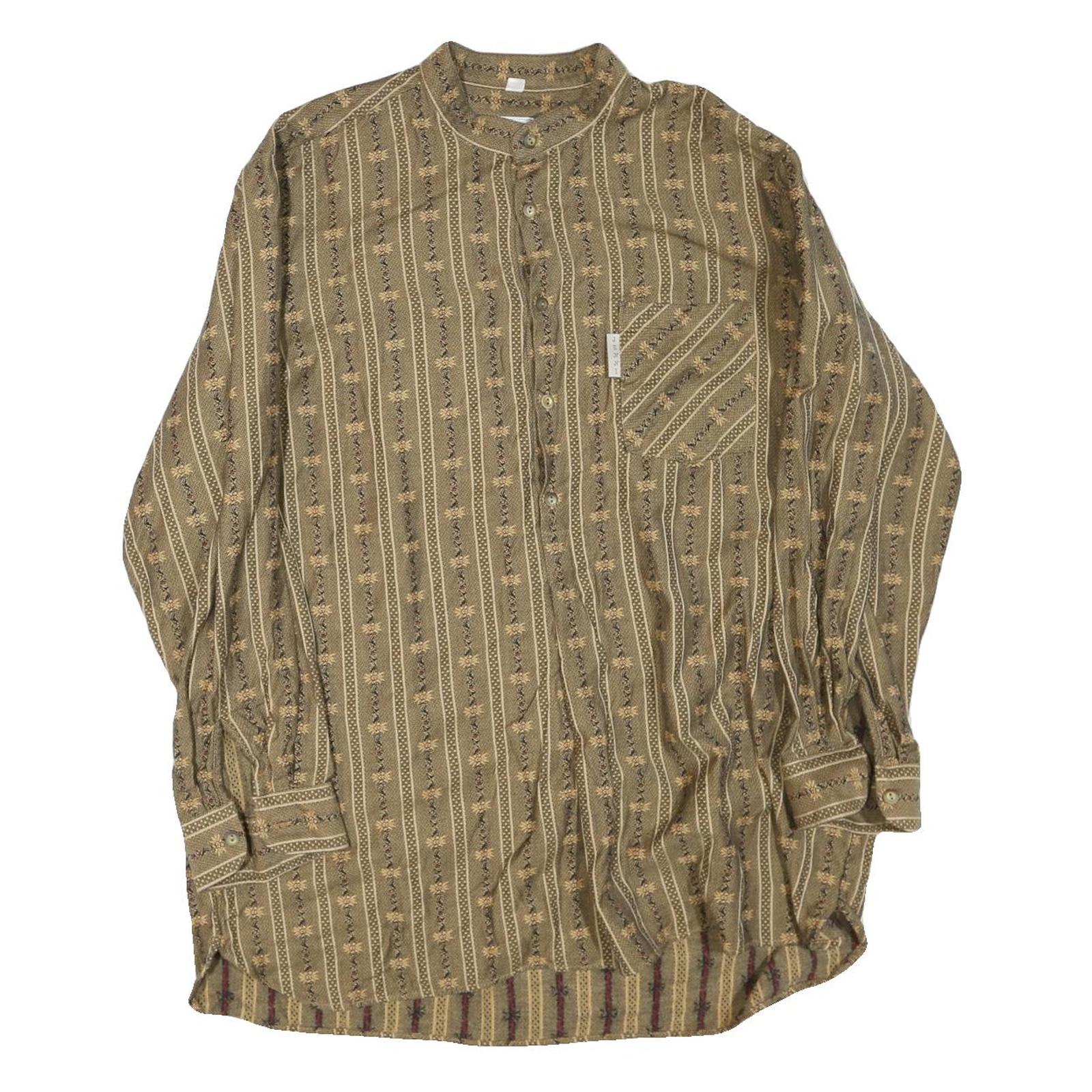 JENNI Womens Brown Plain Shirt Long Sleeve Band Collar S Patterned Cotton Blend