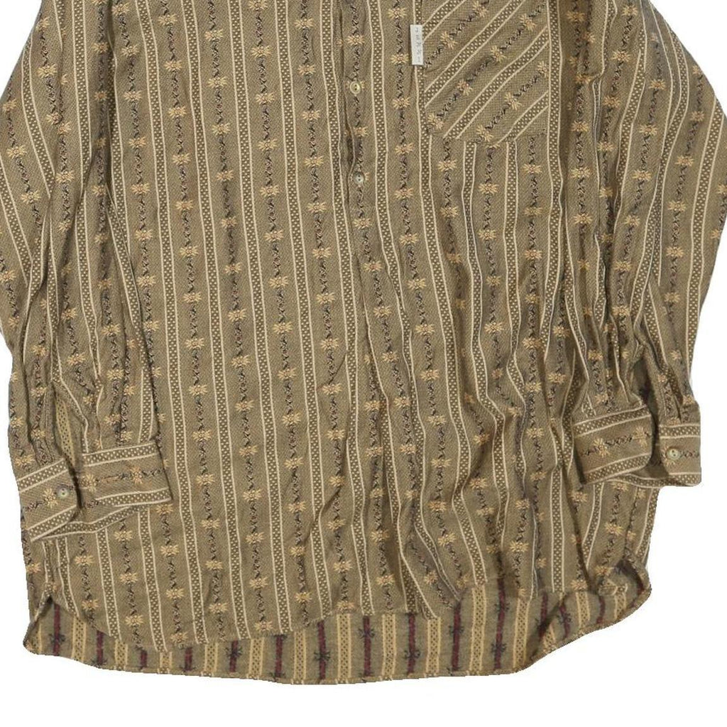 JENNI Womens Brown Plain Shirt Long Sleeve Band Collar S Patterned Cotton Blend