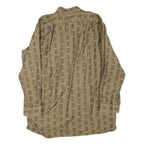 JENNI Womens Brown Plain Shirt Long Sleeve Band Collar S Patterned Cotton Blend