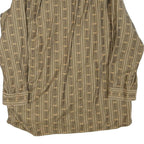 JENNI Womens Brown Plain Shirt Long Sleeve Band Collar S Patterned Cotton Blend