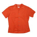 Mens Orange Shirt Short Sleeve Polyester Blend L Casual Summer Button Pocket