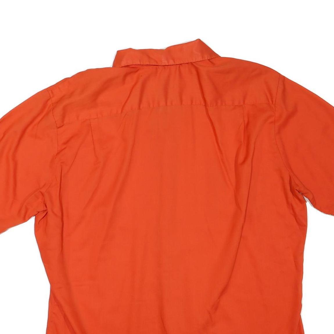 Mens Orange Shirt Short Sleeve Polyester Blend L Casual Summer Button Pocket