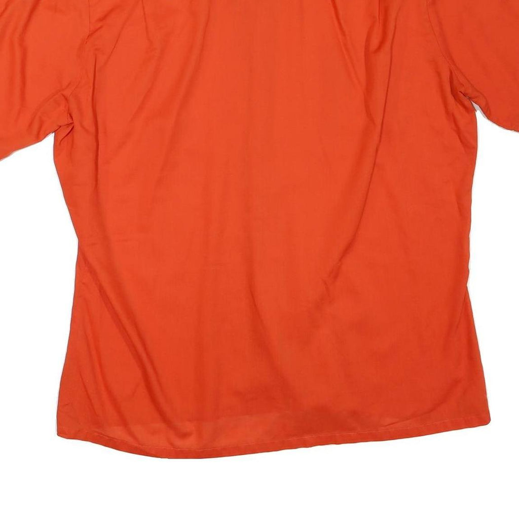 Mens Orange Shirt Short Sleeve Polyester Blend L Casual Summer Button Pocket