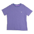 CHAPS Mens Purple & White Striped T-Shirt XL Short Sleeve Crew Neck Chest Pocket