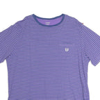 CHAPS Mens Purple & White Striped T-Shirt XL Short Sleeve Crew Neck Chest Pocket