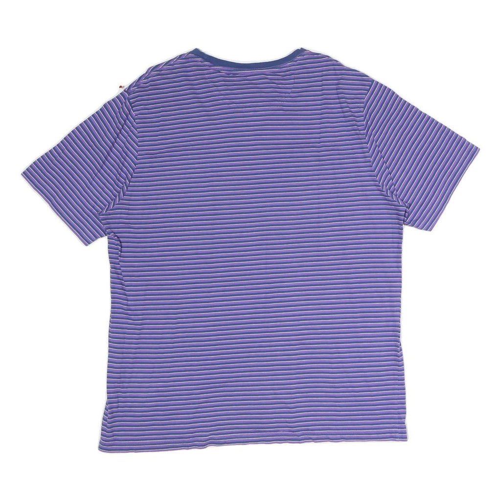 CHAPS Mens Purple & White Striped T-Shirt XL Short Sleeve Crew Neck Chest Pocket