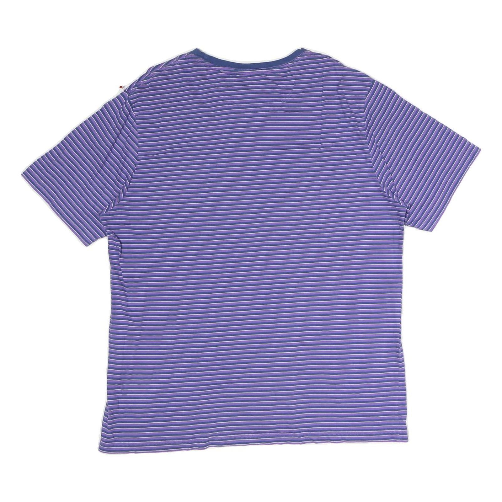 CHAPS Mens Purple & White Striped T-Shirt XL Short Sleeve Crew Neck Chest Pocket