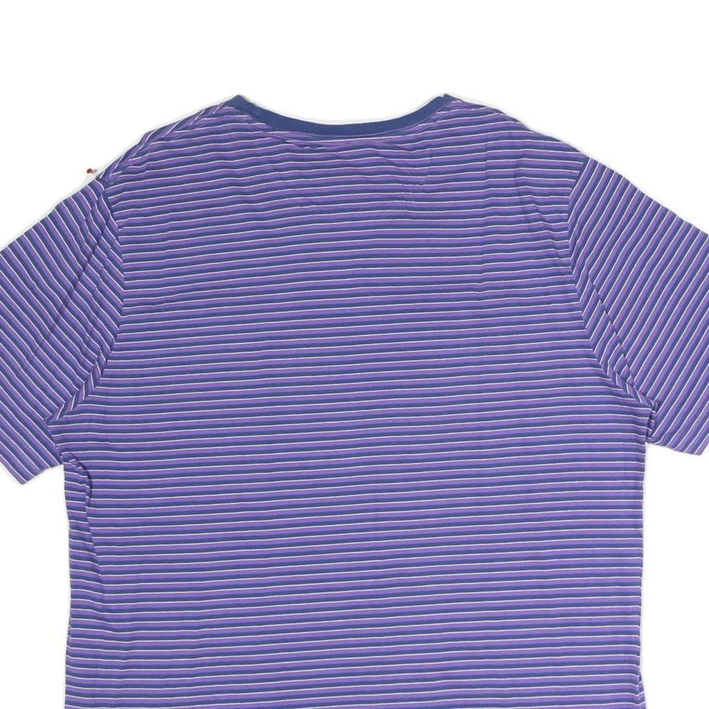 CHAPS Mens Purple & White Striped T-Shirt XL Short Sleeve Crew Neck Chest Pocket