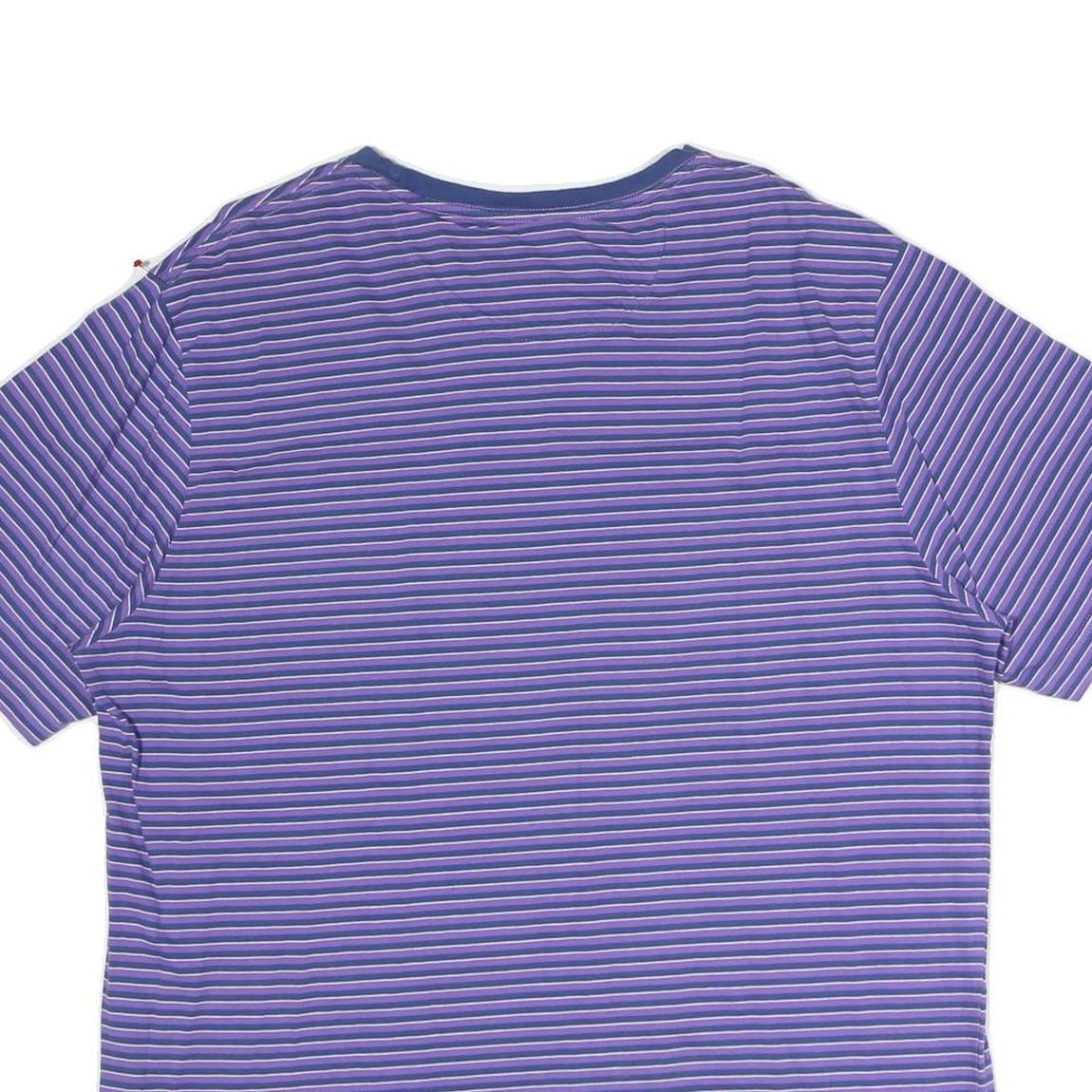 CHAPS Mens Purple & White Striped T-Shirt XL Short Sleeve Crew Neck Chest Pocket