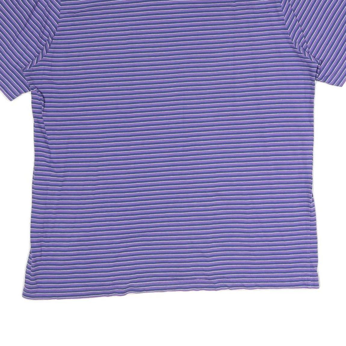 CHAPS Mens Purple & White Striped T-Shirt XL Short Sleeve Crew Neck Chest Pocket