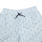 NAUTICA Mens Casual Blue & Navy Animal Print Relaxed Fit Shorts L W32 Drawstring