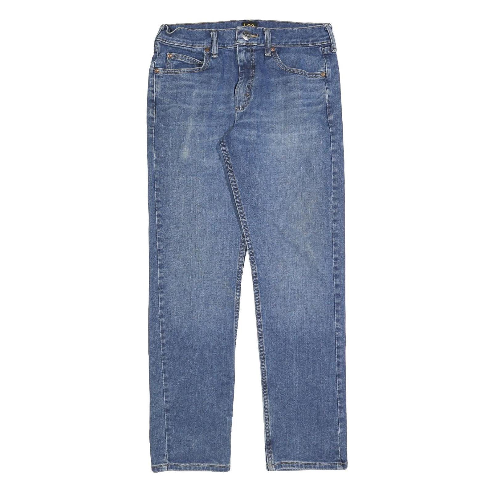 LEE Mens Regular Fit Straight Blue Denim Jeans Zip W30 L30 Classic Casual