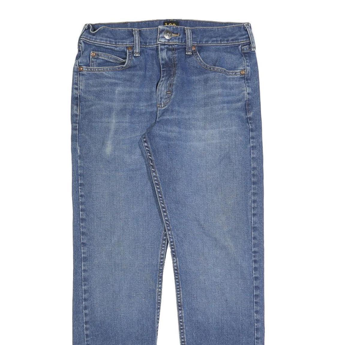 LEE Mens Regular Fit Straight Blue Denim Jeans Zip W30 L30 Classic Casual