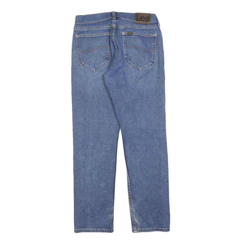 LEE Mens Regular Fit Straight Blue Denim Jeans Zip W30 L30 Classic Casual