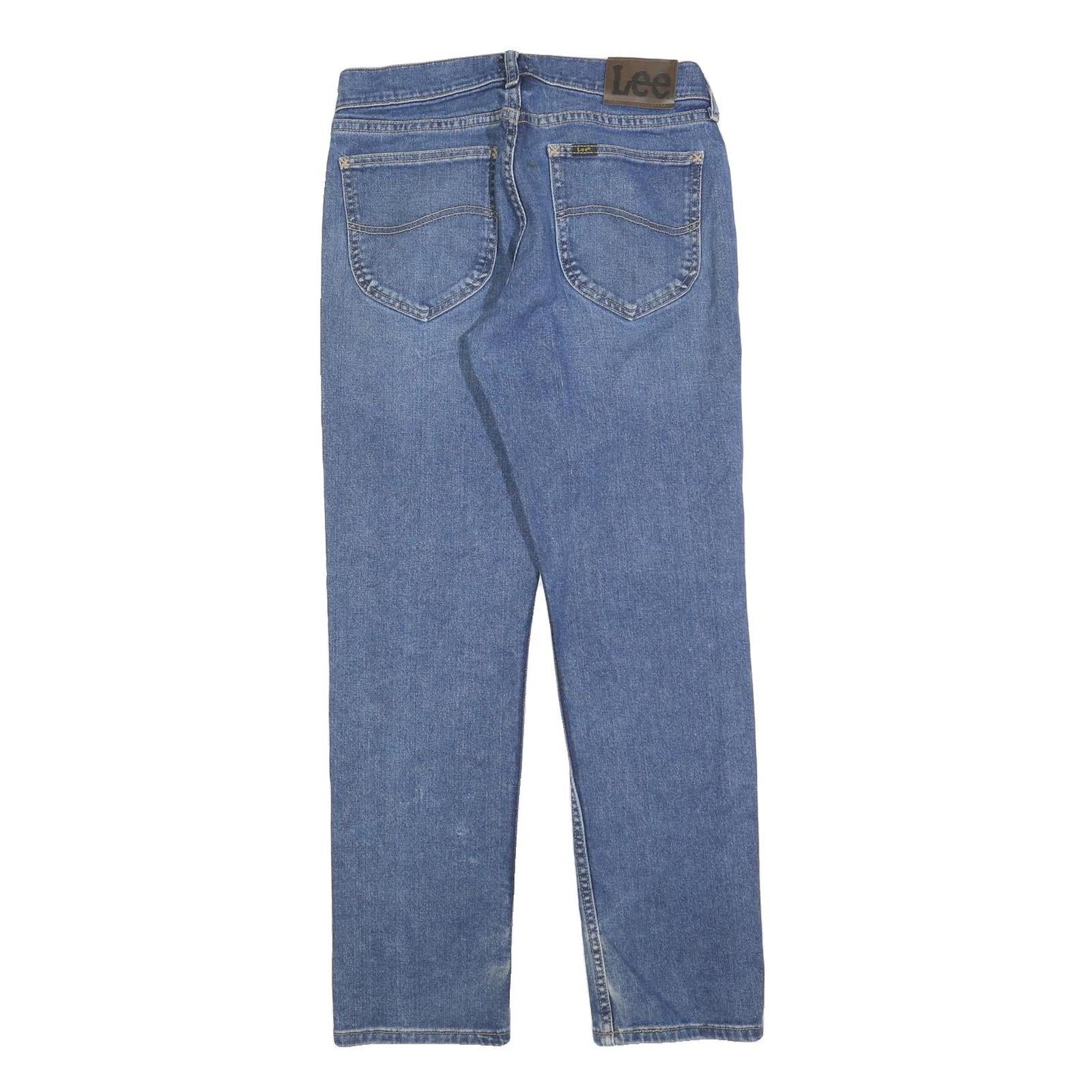 LEE Mens Regular Fit Straight Blue Denim Jeans Zip W30 L30 Classic Casual