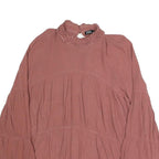 ZARA Womens Rose Pink Printed Blouse Long Sleeve High Neck M Elegant