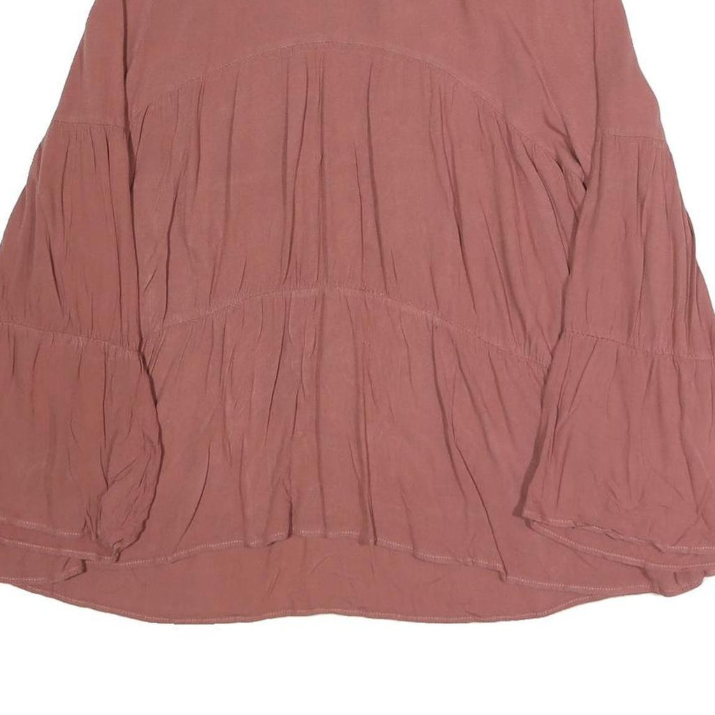 ZARA Womens Rose Pink Printed Blouse Long Sleeve High Neck M Elegant