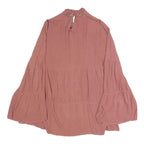 ZARA Womens Rose Pink Printed Blouse Long Sleeve High Neck M Elegant