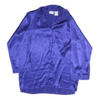 SECRET TREASURES Womens Blue Silk Shirt Long Sleeve Collared M Satin Top