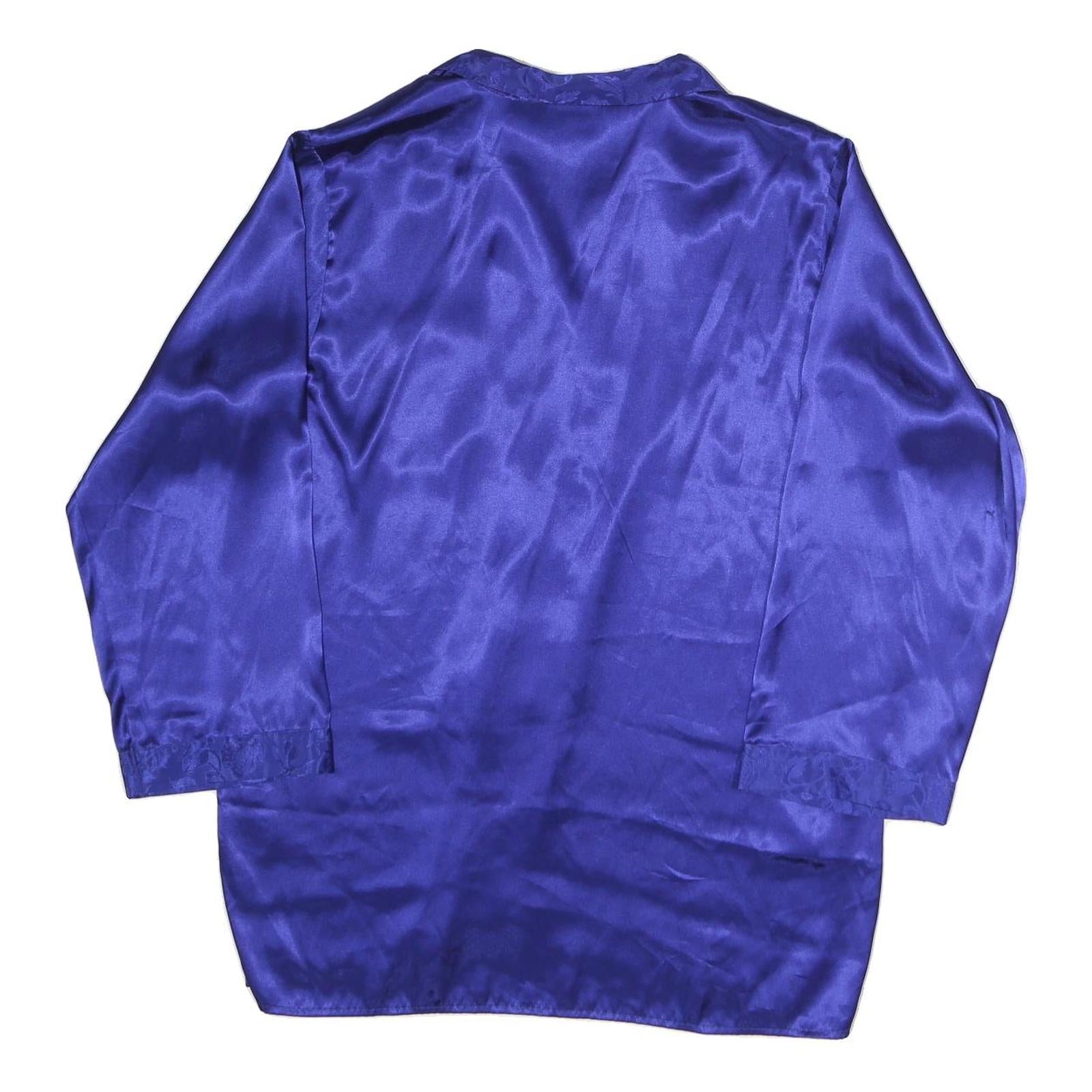 SECRET TREASURES Womens Blue Silk Shirt Long Sleeve Collared M Satin Top