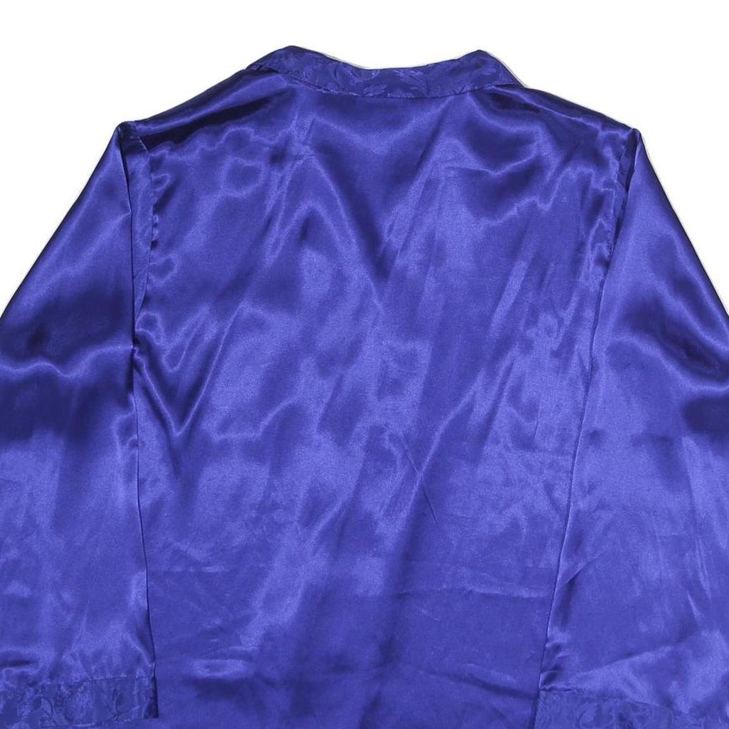 SECRET TREASURES Womens Blue Silk Shirt Long Sleeve Collared M Satin Top