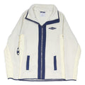 CHAMPION Womens White & Navy Zip Jacket L Polyester Blend Fleece Logo