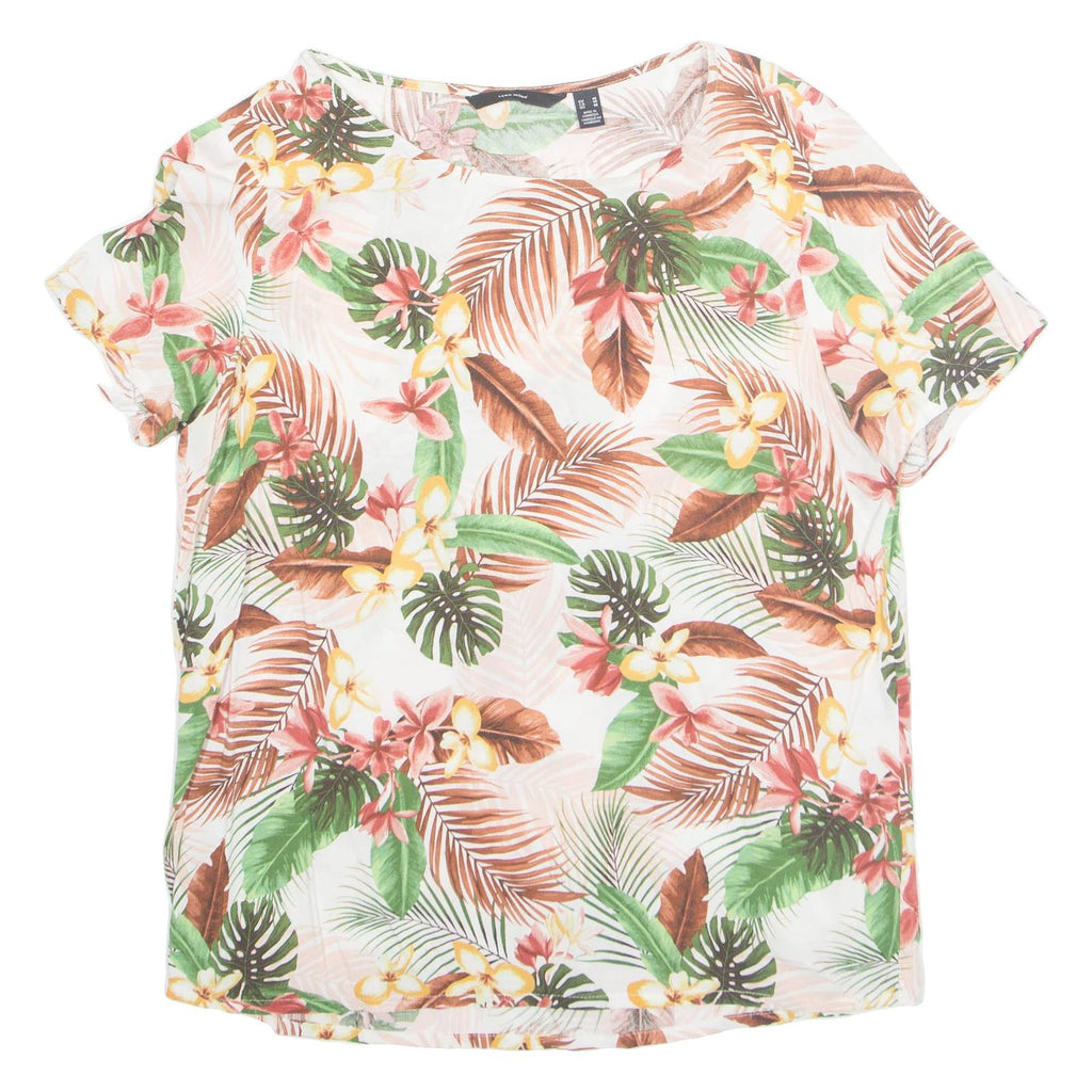 Womens Printed Top White Floral M