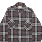 DULTUH TRADING CO Mens Grey & Red Check Shirt L Button Cotton Casual Long Sleeve