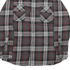 DULTUH TRADING CO Mens Grey & Red Check Shirt L Button Cotton Casual Long Sleeve