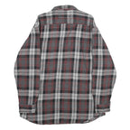 DULTUH TRADING CO Mens Grey & Red Check Shirt L Button Cotton Casual Long Sleeve