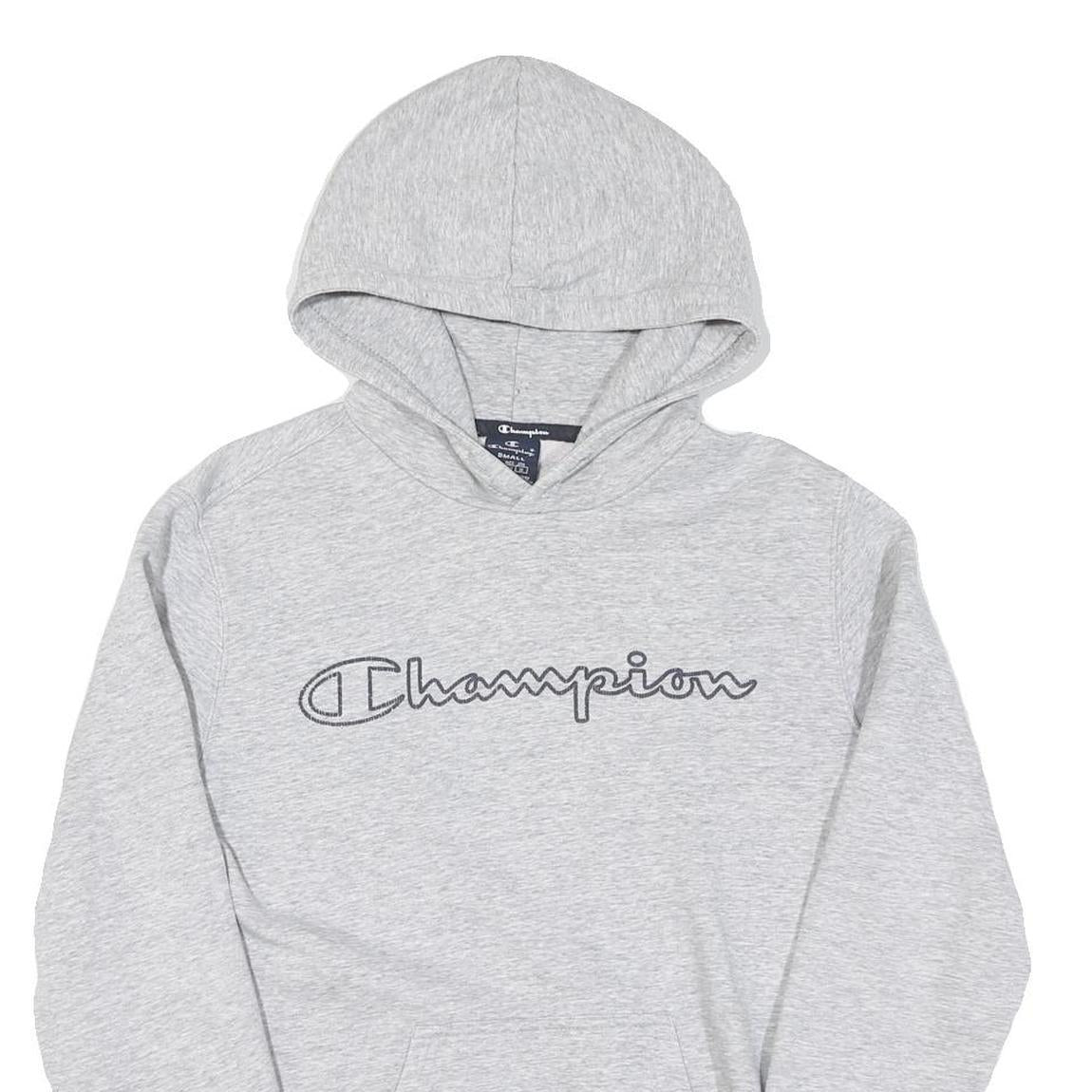 CHAMPION Mens Grey Hoodie S Cotton Pullover Casual Sports Sweatshirt