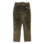 Womens Slim Fit Suede Brown Slim Tapered Trousers W29 L28 Leaf Patch