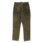 Womens Slim Fit Suede Brown Slim Tapered Trousers W29 L28 Leaf Patch