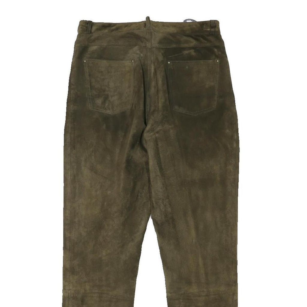 Womens Slim Fit Suede Brown Slim Tapered Trousers W29 L28 Leaf Patch